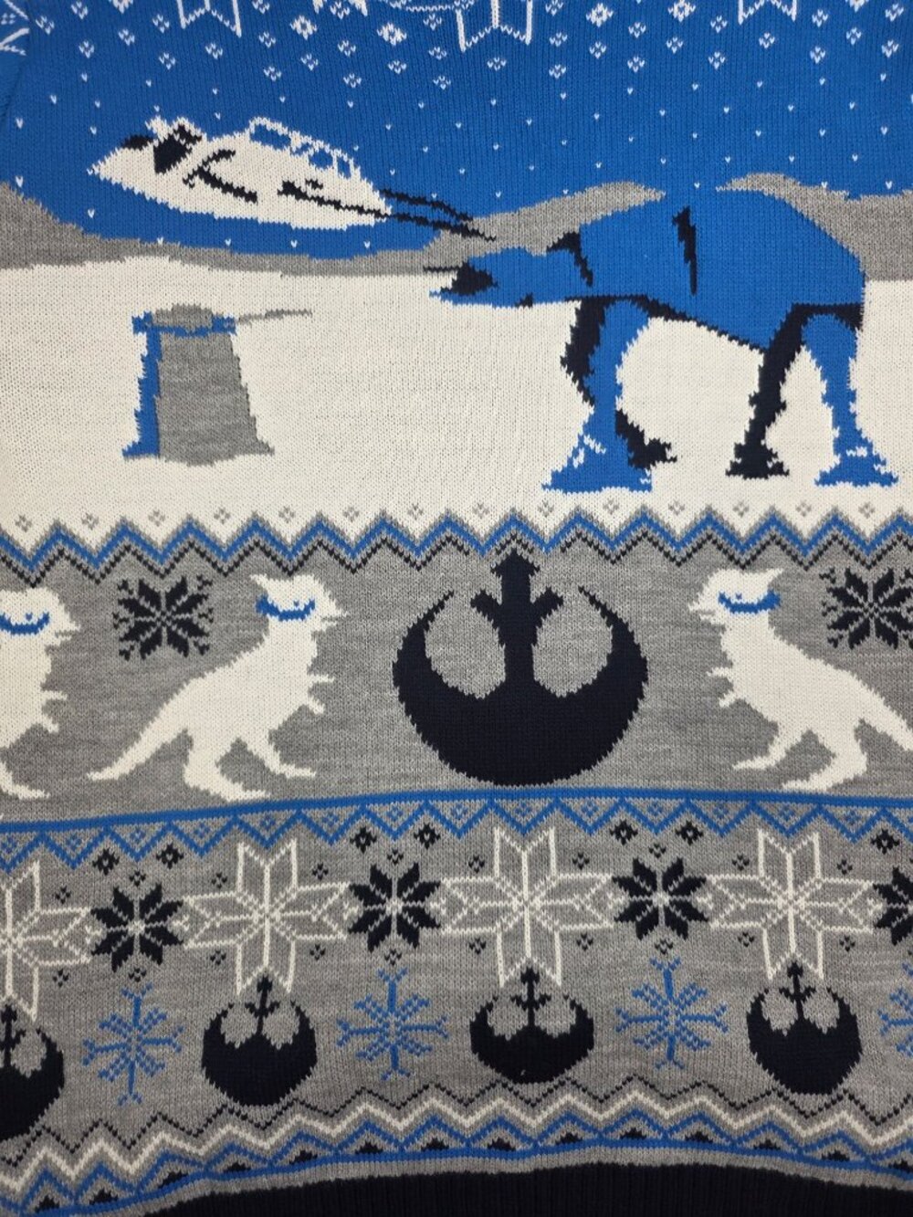 Star Wars Blue Christmas Sweater With Hoth Battle Scene, Men's XXL